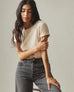 Women's Hemp Jersey Crew Tee - Almond Peach